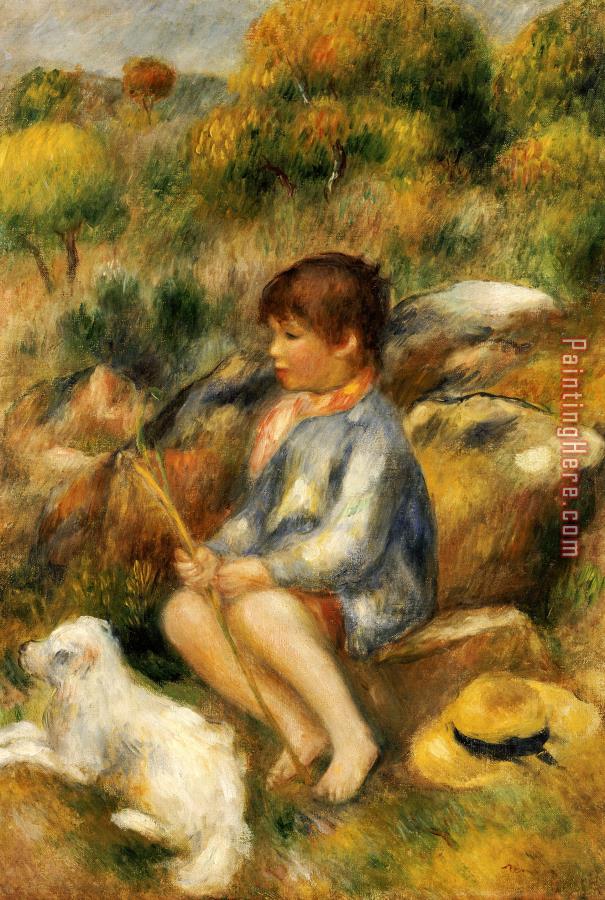 Pierre Auguste Renoir Young Boy by a Brook